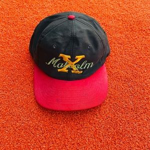 Vintage black/ red Malcom X snap back . OSFA